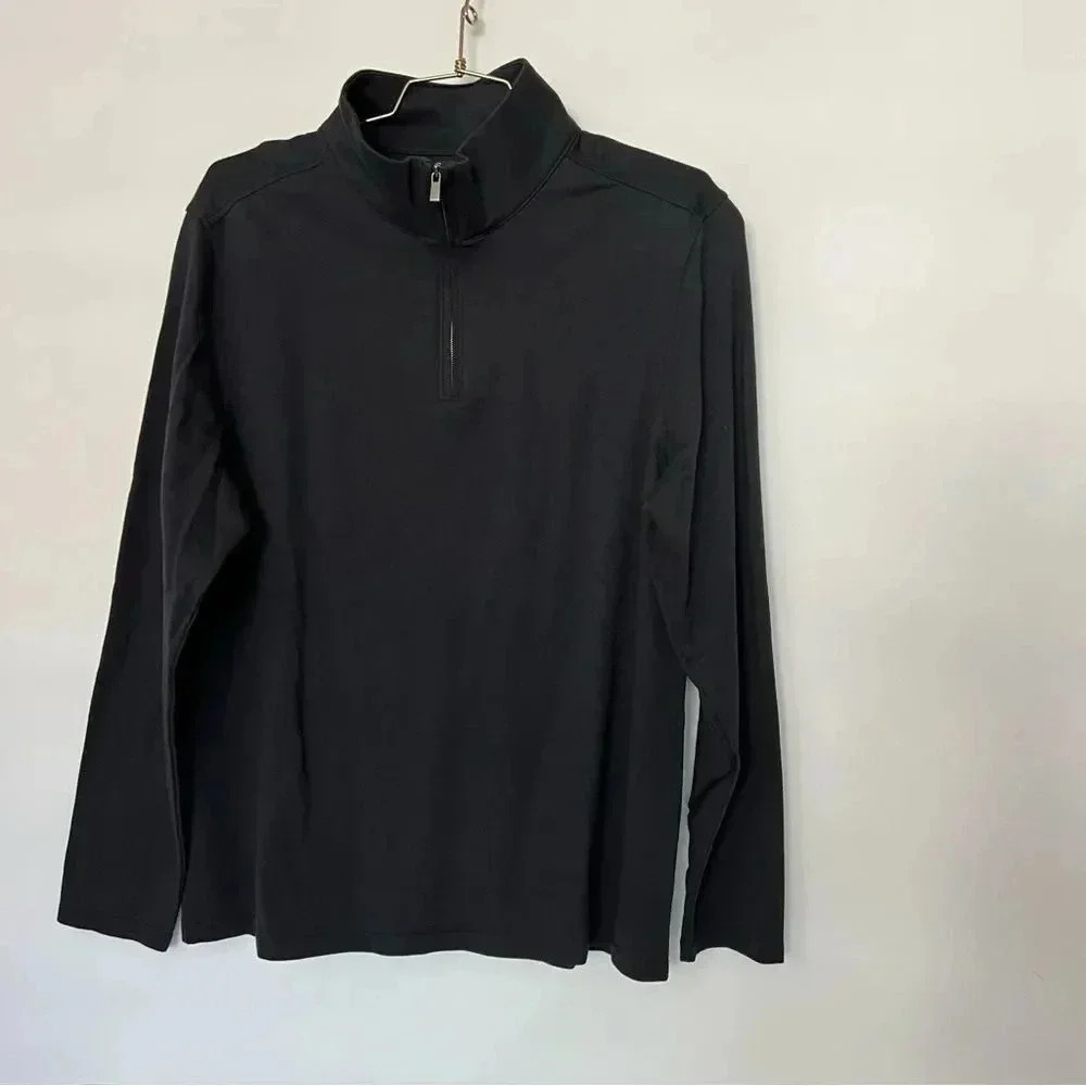 Nordstrom 100% Cotton 1/4 Zip pull-Over Sweatshirt Sz L High Neck Strength Arm